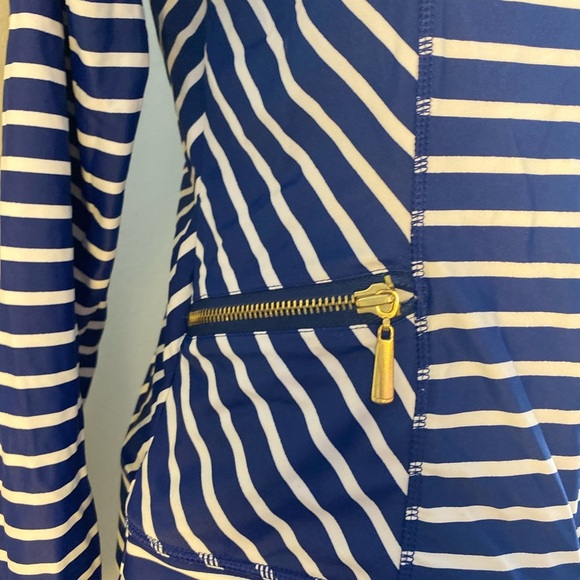 Cabaña life swim Navy and White Striped Zip-Up Jacket - Picture 3 of 10
